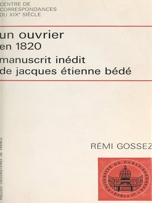 cover image of Un ouvrier en 1820